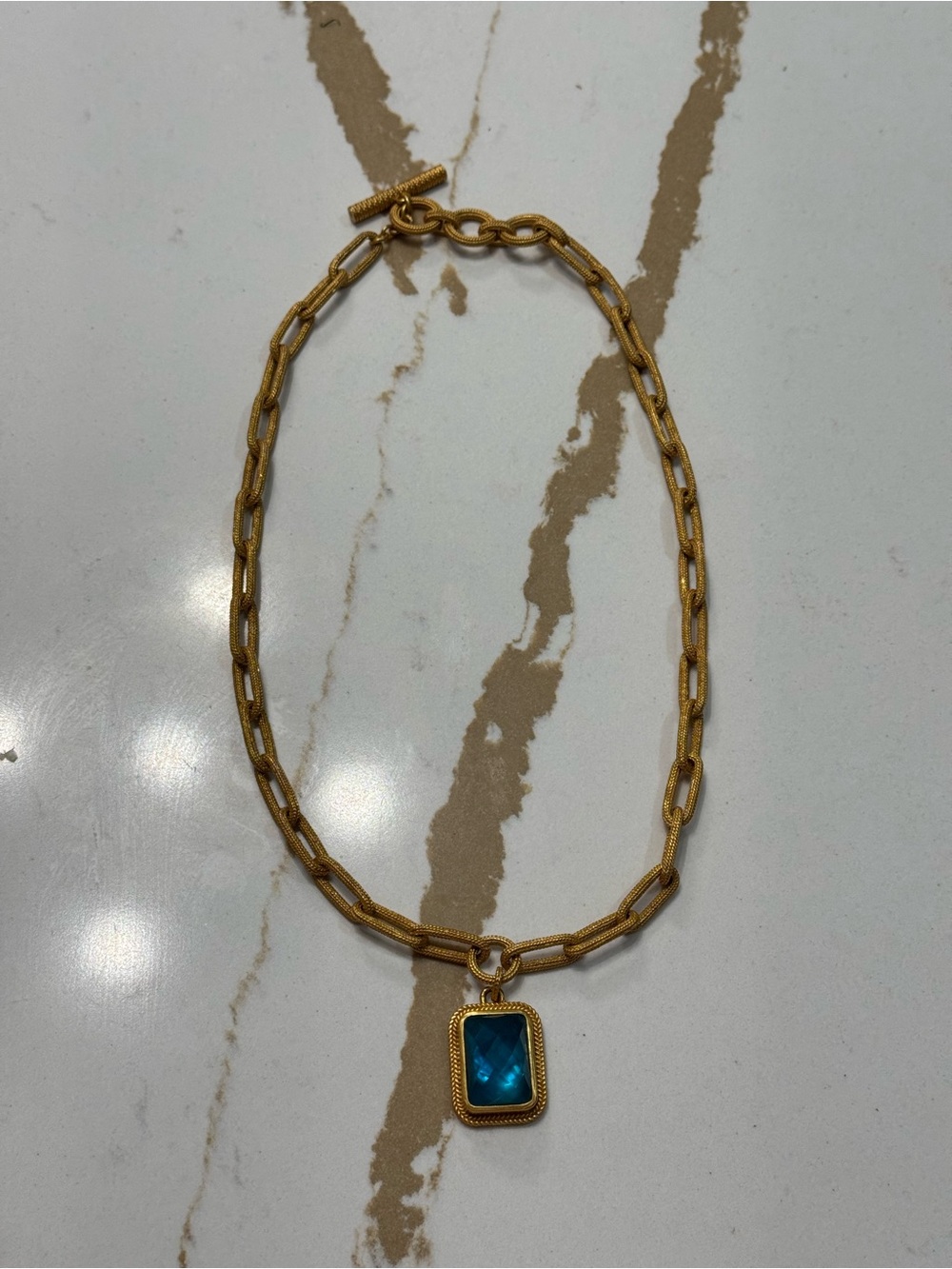 Julie Vos Cheval Paperclip Statement Necklace, Iridescent London Blue